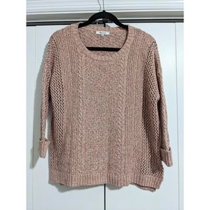 Madewell Pink Marled Plaza Pullover Sweater Size M